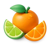 Ícono 3D de cítricos: naranja y lima